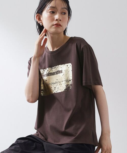 THE SHOP TK / ザ ショップ ティーケー Tシャツ | 【ひんやり/吸水速乾】プリントアソートTシャツ（ブラウン(143)）
