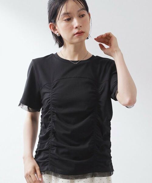 THE SHOP TK / ザ ショップ ティーケー カットソー | シャーリングデザインカットソー(ブラック(019))