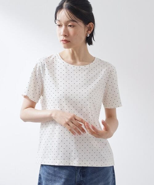 THE SHOP TK / ザ ショップ ティーケー Tシャツ | 大人にちょうどいい チャーム付きドット柄Tシャツ | 詳細1