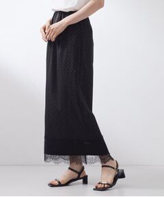 THE SHOP TK / ザ ショップ ティーケー ロング・マキシ丈スカート | 【セットアップ可】ドット柄 裾レースナロースカート