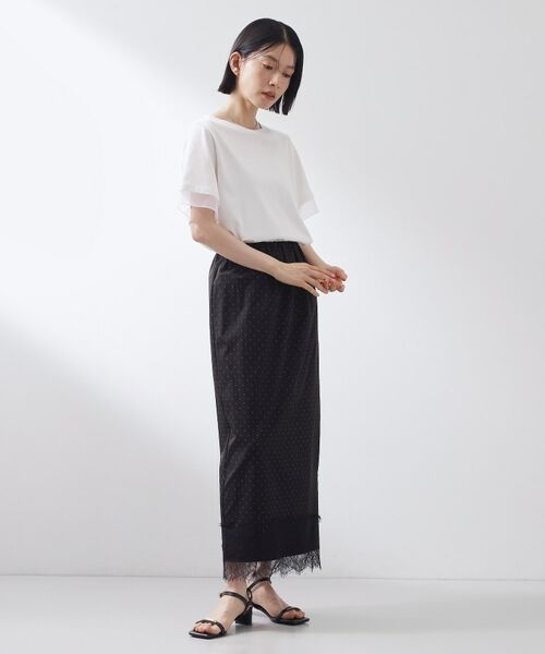 THE SHOP TK / ザ ショップ ティーケー ロング・マキシ丈スカート | 【セットアップ可】ドット柄 裾レースナロースカート | 詳細11