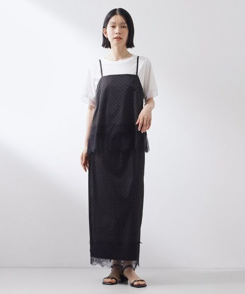 THE SHOP TK / ザ ショップ ティーケー ロング・マキシ丈スカート | 【セットアップ可】ドット柄 裾レースナロースカート | 詳細12