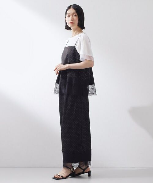 THE SHOP TK / ザ ショップ ティーケー ロング・マキシ丈スカート | 【セットアップ可】ドット柄 裾レースナロースカート | 詳細13