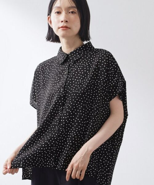 THE SHOP TK / ザ ショップ ティーケー シャツ・ブラウス | 大人のためのドット柄 シャツ襟ブラウス（ブラック(119)）
