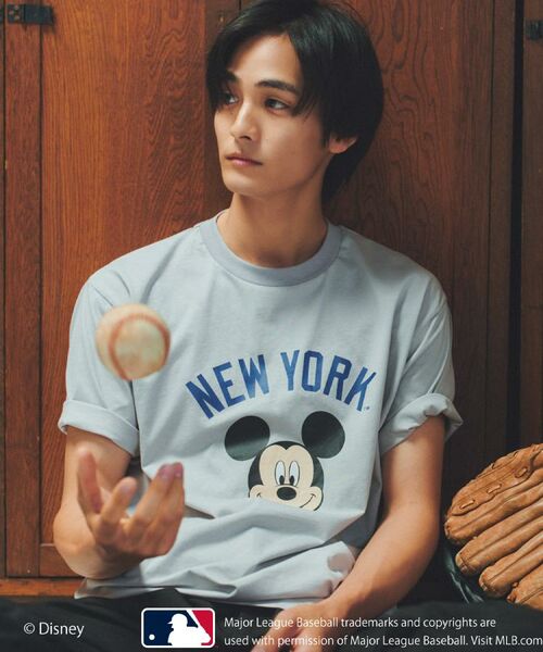 THE SHOP TK / ザ ショップ ティーケー Tシャツ | 【Disney】【MLB】スペシャルデザイン半袖Tシャツ(グレー(012))