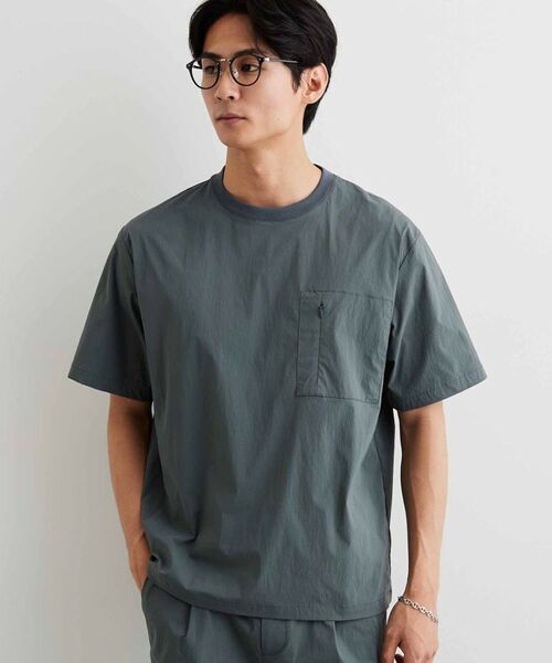 THE SHOP TK / ザ ショップ ティーケー Tシャツ | 【ストレッチ／洗濯機OK／セットアップ可】ナイロンフハク半袖Tシャツ | 詳細5