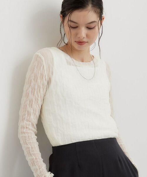 THE SHOP TK / ザ ショップ ティーケー カットソー | クリンクルシアークルーネックカットソー(アイボリー(004))