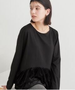 THE SHOP TK / ザ ショップ ティーケー カットソー | フリルベロアペプラムトップス