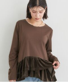 THE SHOP TK / ザ ショップ ティーケー カットソー | フリルベロアペプラムトップス