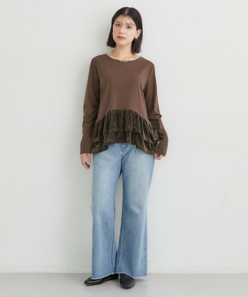 THE SHOP TK / ザ ショップ ティーケー カットソー | フリルベロアペプラムトップス | 詳細11