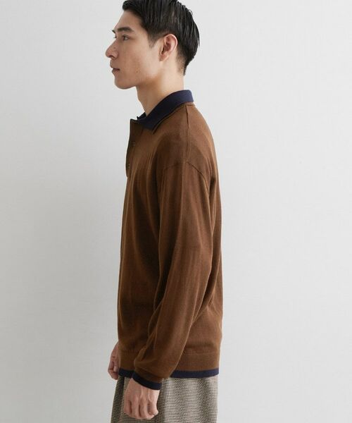 THE SHOP TK / ザ ショップ ティーケー ニット・セーター | 【手洗い可】2枚襟ニット長袖ポロシャツ | 詳細1