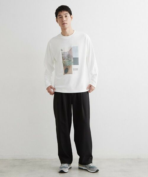 THE SHOP TK / ザ ショップ ティーケー カットソー | 【洗濯機OK】ポンチ長袖フォト長袖Tシャツ | 詳細3