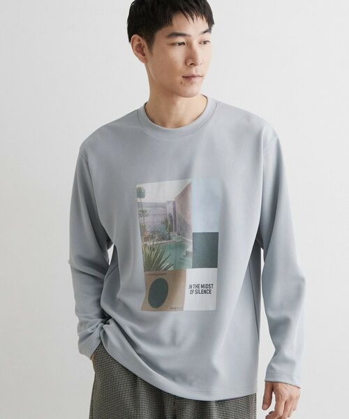 THE SHOP TK / ザ ショップ ティーケー カットソー | 【洗濯機OK】ポンチ長袖フォト長袖Tシャツ（ライトグリーン(020)）