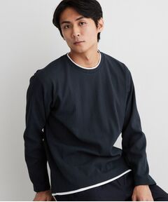 THE SHOP TK / ザ ショップ ティーケー カットソー | 【洗濯機OK】ワッフル レイヤード 長袖Tシャツ