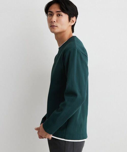 THE SHOP TK / ザ ショップ ティーケー カットソー | 【洗濯機OK】ワッフル レイヤード 長袖Tシャツ | 詳細10