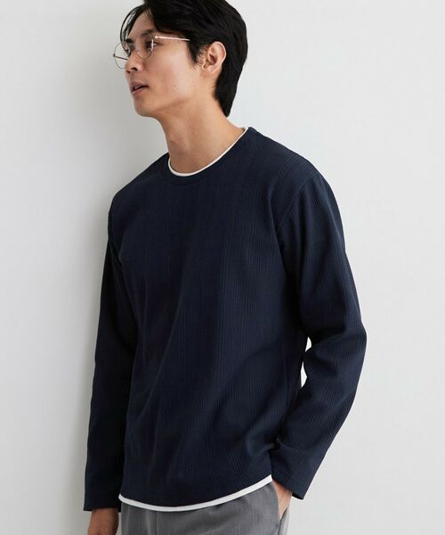 THE SHOP TK / ザ ショップ ティーケー カットソー | 【洗濯機OK】ワッフル レイヤード 長袖Tシャツ | 詳細14