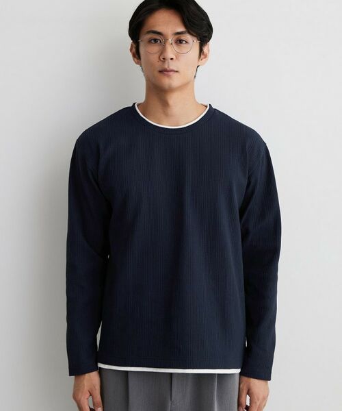 THE SHOP TK / ザ ショップ ティーケー カットソー | 【洗濯機OK】ワッフル レイヤード 長袖Tシャツ | 詳細17