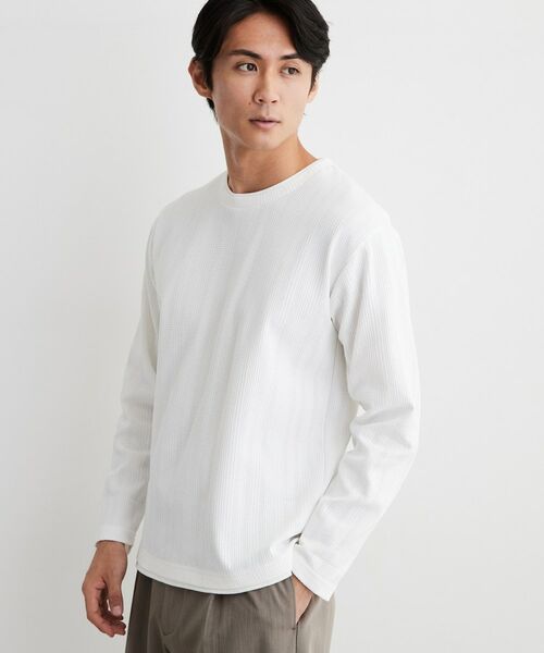 THE SHOP TK / ザ ショップ ティーケー カットソー | 【洗濯機OK】ワッフル レイヤード 長袖Tシャツ | 詳細2