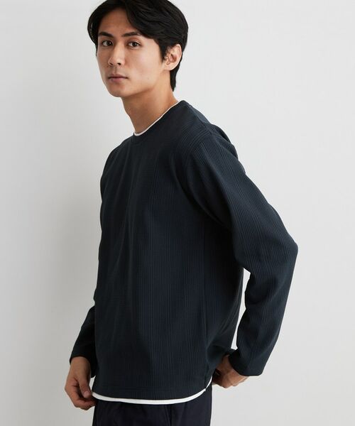 THE SHOP TK / ザ ショップ ティーケー カットソー | 【洗濯機OK】ワッフル レイヤード 長袖Tシャツ | 詳細5