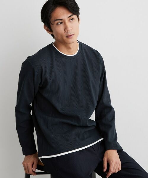 THE SHOP TK / ザ ショップ ティーケー カットソー | 【洗濯機OK】ワッフル レイヤード 長袖Tシャツ | 詳細6