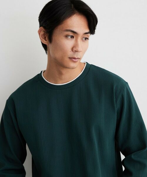 THE SHOP TK / ザ ショップ ティーケー カットソー | 【洗濯機OK】ワッフル レイヤード 長袖Tシャツ | 詳細9