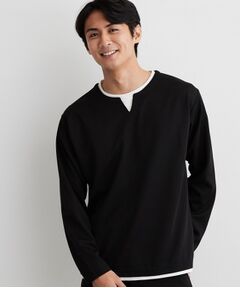 THE SHOP TK / ザ ショップ ティーケー カットソー | 【洗濯機OK】カノコキーネック レイヤード長袖Tシャツ