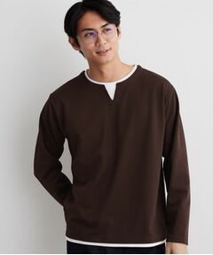 THE SHOP TK / ザ ショップ ティーケー カットソー | 【洗濯機OK】カノコキーネック レイヤード長袖Tシャツ