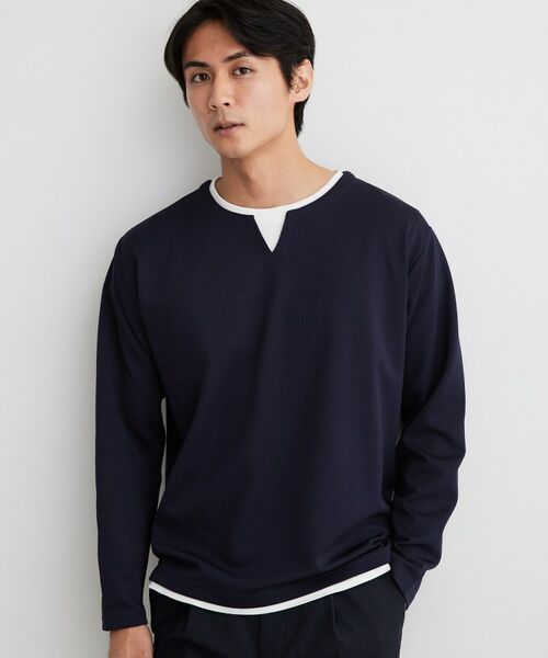 THE SHOP TK / ザ ショップ ティーケー カットソー | 【洗濯機OK】カノコキーネック レイヤード長袖Tシャツ | 詳細13