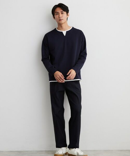 THE SHOP TK / ザ ショップ ティーケー カットソー | 【洗濯機OK】カノコキーネック レイヤード長袖Tシャツ | 詳細15