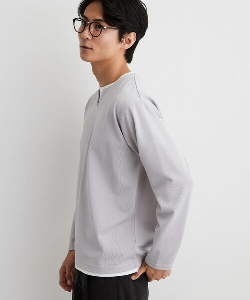 THE SHOP TK / ザ ショップ ティーケー カットソー | 【洗濯機OK】カノコキーネック レイヤード長袖Tシャツ | 詳細2