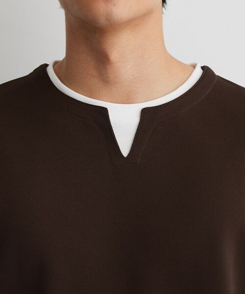 THE SHOP TK / ザ ショップ ティーケー カットソー | 【洗濯機OK】カノコキーネック レイヤード長袖Tシャツ | 詳細20