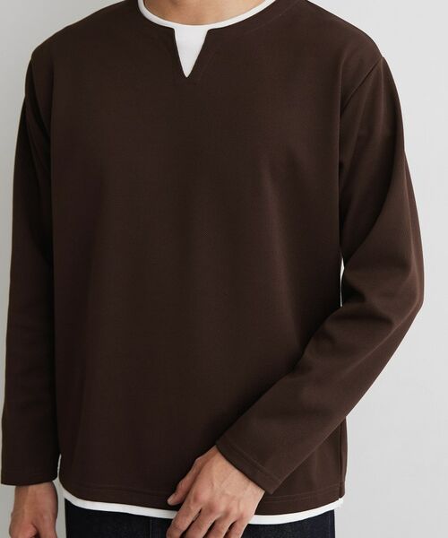 THE SHOP TK / ザ ショップ ティーケー カットソー | 【洗濯機OK】カノコキーネック レイヤード長袖Tシャツ | 詳細21