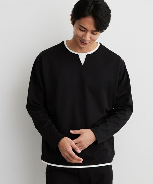 THE SHOP TK / ザ ショップ ティーケー カットソー | 【洗濯機OK】カノコキーネック レイヤード長袖Tシャツ | 詳細5