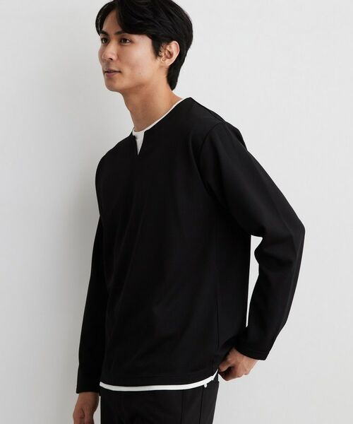 THE SHOP TK / ザ ショップ ティーケー カットソー | 【洗濯機OK】カノコキーネック レイヤード長袖Tシャツ | 詳細6