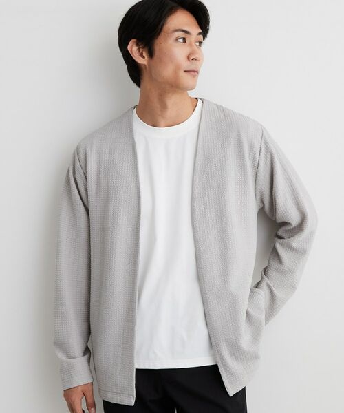 THE SHOP TK / ザ ショップ ティーケー カーディガン・ボレロ | 【半袖Tシャツ付き/洗濯機OK】アンサンブル 長袖カーディガン(ライトグレー(011))