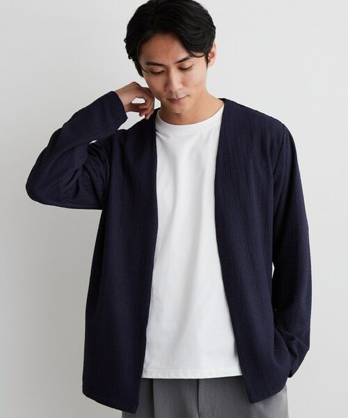 THE SHOP TK / ザ ショップ ティーケー カーディガン・ボレロ | 【半袖Tシャツ付き/洗濯機OK】アンサンブル 長袖カーディガン(ネイビー(094))