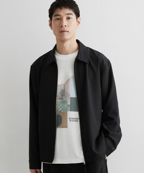 THE SHOP TK / ザ ショップ ティーケー レザーブルゾン・ジャケット | 【セットアップ可／洗濯機OK】ウールライクジップブルゾン（ブラック(019)）