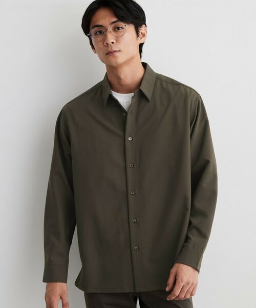 THE SHOP TK / ザ ショップ ティーケー シャツ・ブラウス | 【洗濯機OK】ウールライク 長袖シャツ(モカブラウン(042))