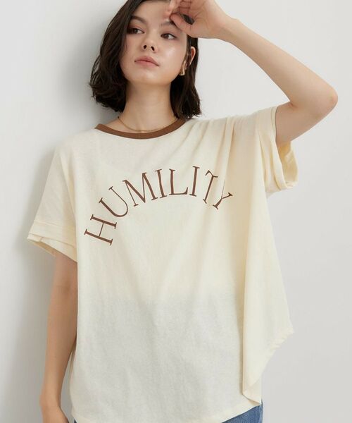 THE SHOP TK / ザ ショップ ティーケー カットソー | リンガーロゴTシャツ（アイボリー(004)）