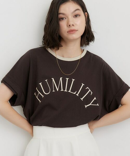 THE SHOP TK / ザ ショップ ティーケー カットソー | リンガーロゴTシャツ（ブラウン(043)）