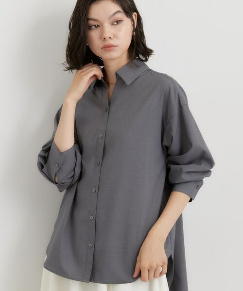 THE SHOP TK / ザ ショップ ティーケー シャツ・ブラウス | バックシャーリングシャツ（グレー(012)）