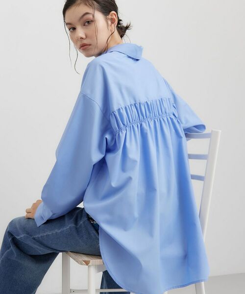 THE SHOP TK / ザ ショップ ティーケー シャツ・ブラウス | バックシャーリングシャツ（ブルー(091)）