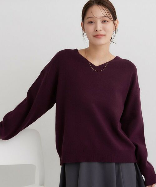 THE SHOP TK / ザ ショップ ティーケー ニット・セーター | 【毛玉になりにくい/静電気防止/洗える】KINOCO 総針Vネックニット | 詳細17