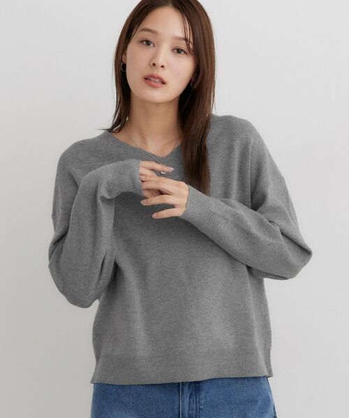 THE SHOP TK / ザ ショップ ティーケー ニット・セーター | 【毛玉になりにくい/静電気防止/洗える】KINOCO 総針Vネックニット | 詳細5