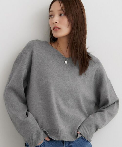 THE SHOP TK / ザ ショップ ティーケー ニット・セーター | 【毛玉になりにくい/静電気防止/洗える】KINOCO 総針Vネックニット(グレー(012))