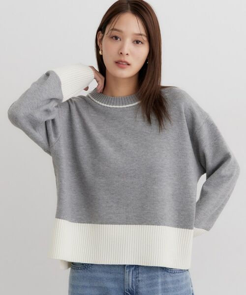 THE SHOP TK / ザ ショップ ティーケー ニット・セーター | 脇スリット配色ニット | 詳細1