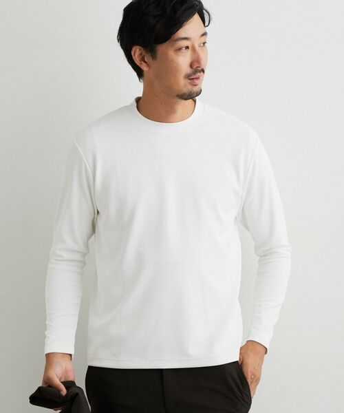 THE SHOP TK / ザ ショップ ティーケー カットソー | 【ジャケットインにおすすめ】ビジネス長袖Tシャツ 洗濯機OK/襟高(オフホワイト(003))