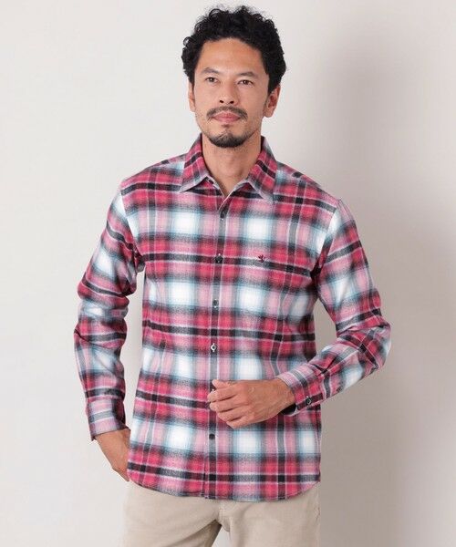 THE SCOTCH HOUSE / ザ・スコッチハウス その他トップス | ブラッシュドオンブレチェックシャツ(レッド1)