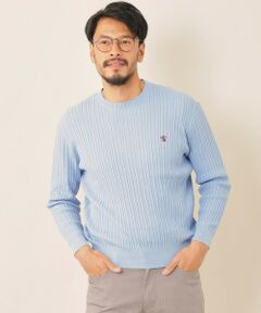 綿/麻ケーブルクルーネックセーター