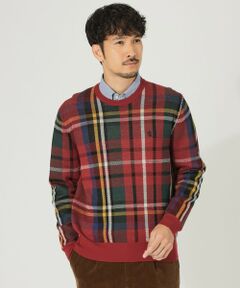 【家庭洗濯可能】「TARTAN’s」ジャカードクルーネックニット